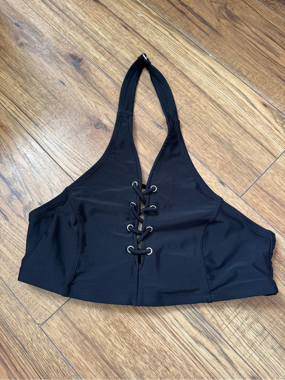 Old Navy Black Lace-Up Halter Bikini Top